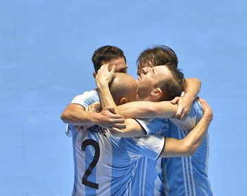 Festejo de Argentina en la final del Mundial de futsal ante Rusia en Colombia