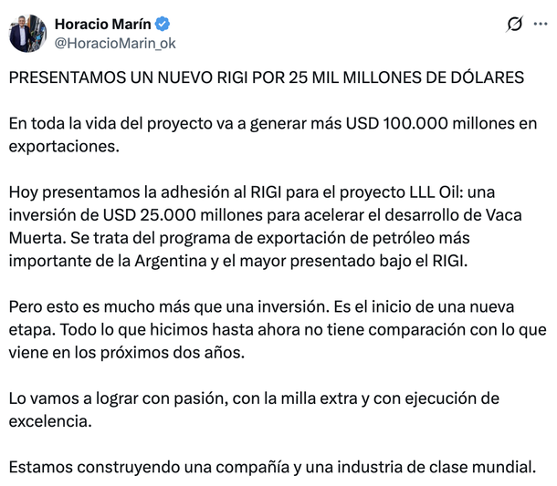 YPF anunci&oacute; un RIGI millonario.