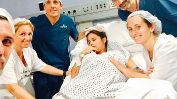 Lourdes Sánchez en pleno trabajo de parto Lourdes Sánchez en pleno trabajo de parto