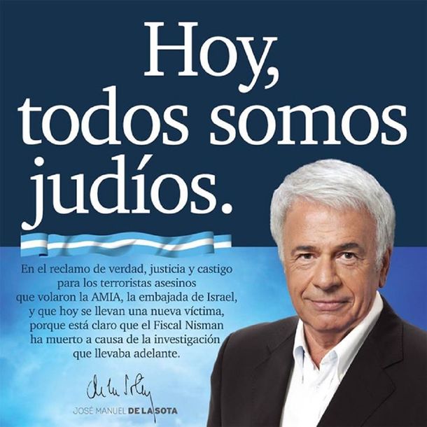 Polémica en las redes por afiche de De la Sota: Hoy, todos somos judíos