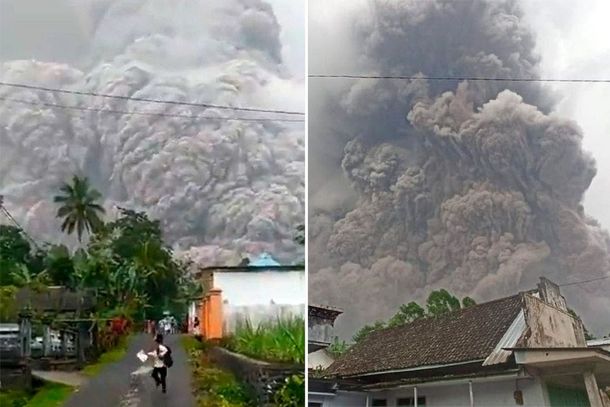 Indonesia: la erupción del volcán Semeru lanzó al aire una impresionante nube de cenizas
