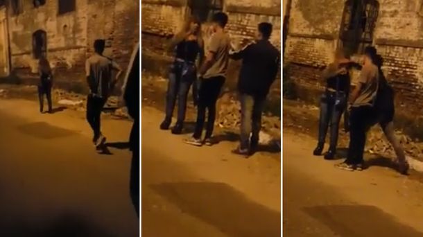 VIDEO: salvaje y cobarde agresión a una mujer en plena calle