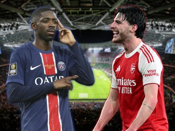 Ousmane Dembelé y Declan Rice