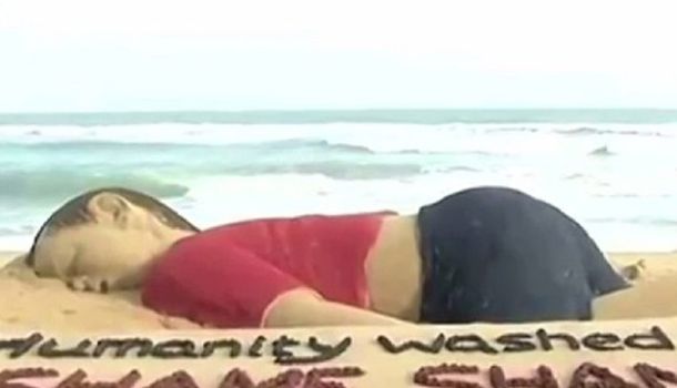 Mirá la escultura que hicieron para homenajear al nene sirio ahogado