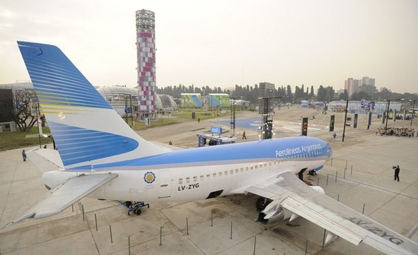 Avión simulador de Aerolíneas Argentinas en Tecnópolis