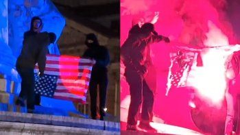 repudio mundial: asi quemaron una bandera de eeuu en francia tras la invasion a venezuela repudio mundial: asi quemaron una bandera de eeuu en francia tras la invasion a venezuela