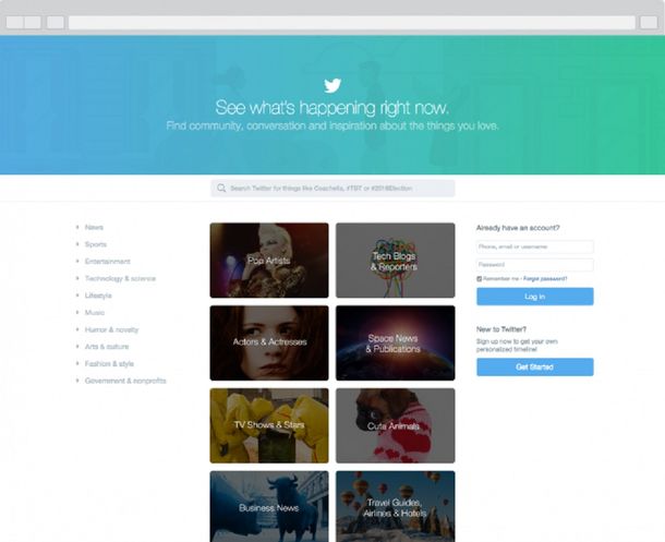 Twitter cambia el diseño de su web para atraer a los curiosos que no son usuarios