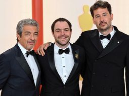 Tras los Oscar, Alberto saludó al equipo de Argentina, 1985