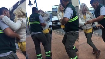 Laurita Fernández bailó salsa con un recolector de residuos Laurita Fernández bailó salsa con un recolector de residuos