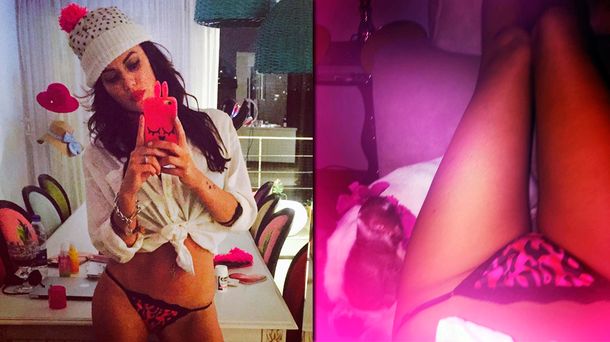 Karina Jelinek ratonea: Después de un largo día laboral, panza arriba con la tanga