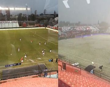 Una intensa lluvia de granizo demoró el inicio entre Barracas y Defensores (B)