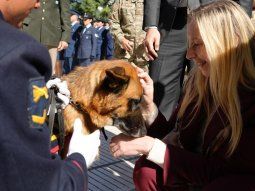 Karina Milei, en un acto en homenaje a la agrupación Perros de Guerra en Malvinas por el Día del Animal.