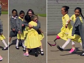 El tierno recibimiento a una nena con pierna ortopédica se volvió viral