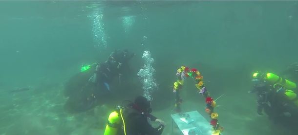 Guillermo Forti y Victoria Villella en su boda bajo el agua 