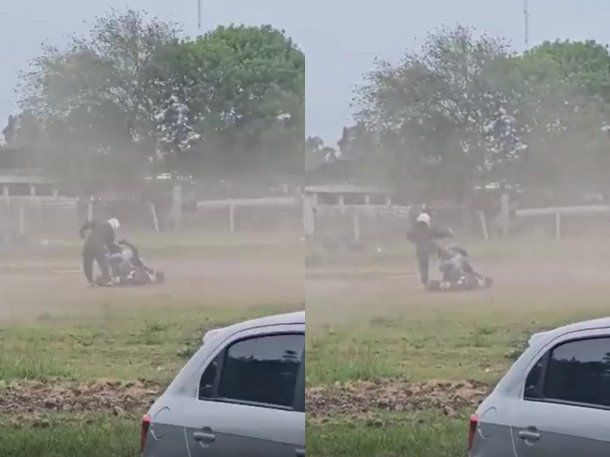 Video: un piloto de karting desmayó a golpes a otro en medio de una carrera