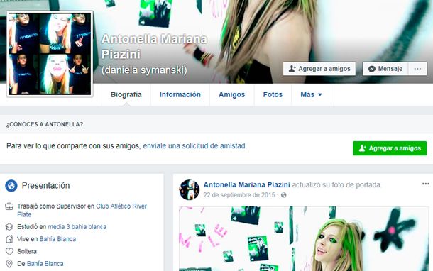 Este es el perfil trucho que usaba el detenido