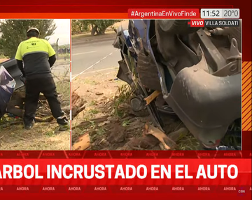 Tremendo choque en Soldati: atravesó un árbol y salió ileso