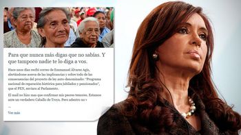 dura carta de cristina contra el proyecto de pago a jubilados dura carta de cristina contra el proyecto de pago a jubilados