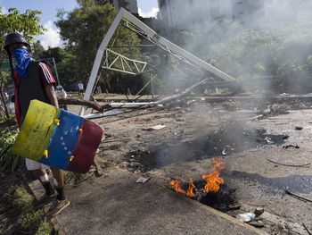 Así quedó uno de los escenarios de protesta