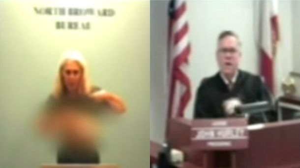 Actriz porno denunció maltrato policial con un topless frente al juez