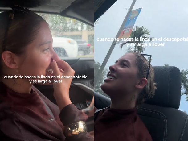 El accidentado paseo de Sofía Gonet en Miami: alquiló un auto descapotable y terminó completamente empapada