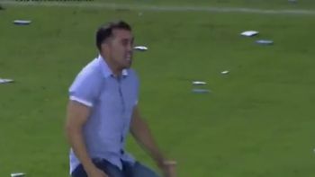 como un hincha mas: coudet y su desquiciado festejo del gol de central como un hincha mas: coudet y su desquiciado festejo del gol de central
