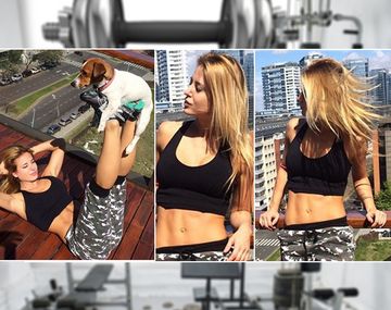 ¿Su mascota como pesa? La insólita forma de hacer gimnasia de Jésica Cirio