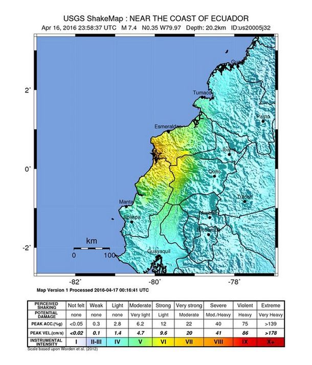 Las fotos del terremoto que sacudió a Ecuador