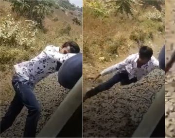 Se cayó de un tren y se salvó de milagro