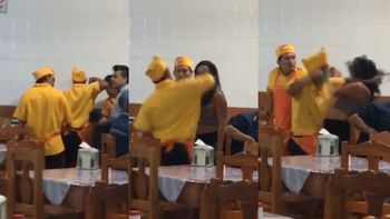 video: cobarde ataque a pinas de un empleado de un restaurante a una mujer video: cobarde ataque a pinas de un empleado de un restaurante a una mujer