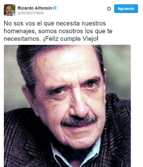 Ricardo Alfonsín recordó a su padre por Twitter, en el día de su cumpleaños