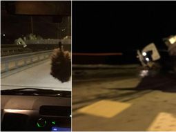 Camión que transportaba hilo quedó colgando del puente Zárate - Brazo Largo