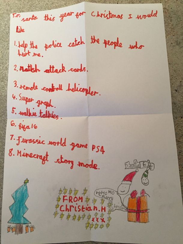 El desgarrador pedido de un nene a Papá Noel: Ayudá a atrapar a quienes me hirieron