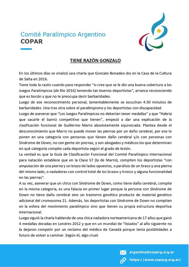 Polémica en las redes por viejos dichos de Gonzalo Bonadeo sobre los atletas paralímpicos