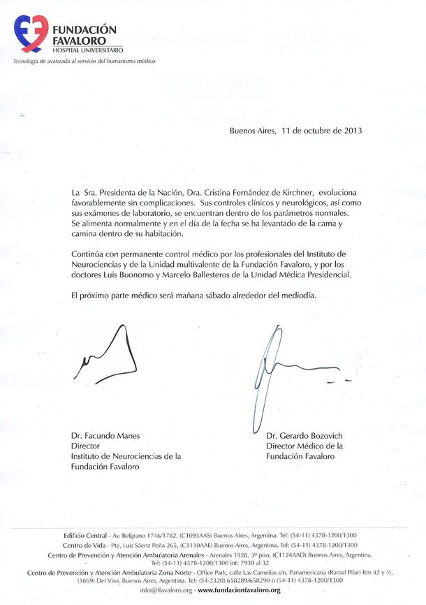 Éste es el cuarto parte médico tras la operación de Cristina