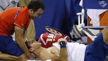 Juan Martín Del Potro en un alto del partido ante Nishikori Juan Martín Del Potro en un alto del partido ante Nishikori