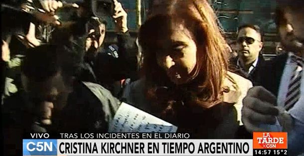 VIDEO: Cristina visitó la redacción atacada de Tiempo Argentino
