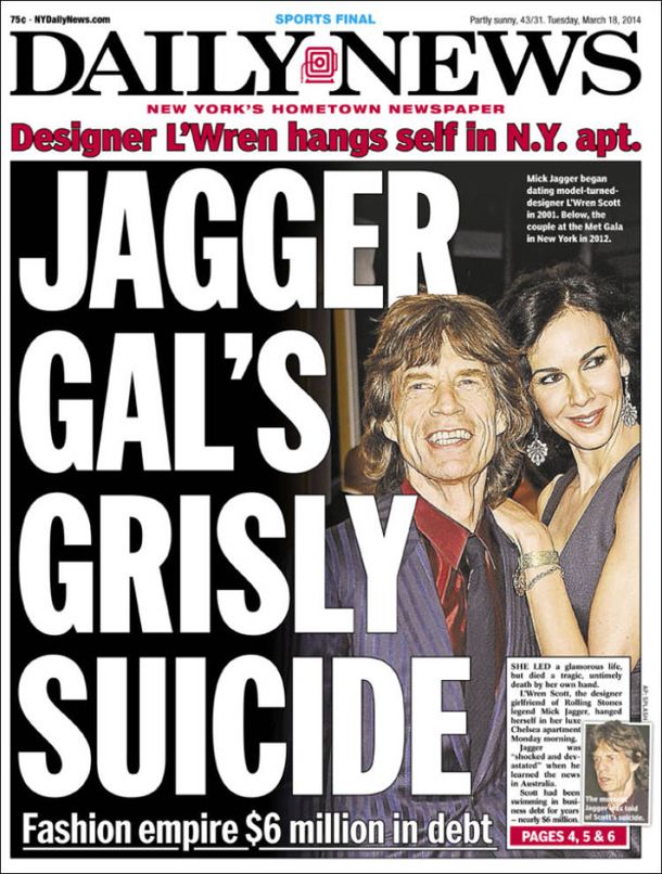 Así se enteró Mick Jagger de la trágica muerte de su novia