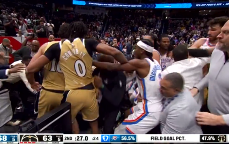 Los jugadores terminaron a las piñas entre el público en un partido de la NBA