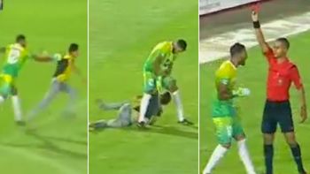un arquero fue expulsado por sacar a un hincha del campo de juego violentamente un arquero fue expulsado por sacar a un hincha del campo de juego violentamente