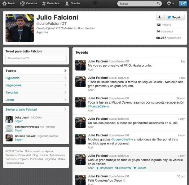 Un controvertido tuit de Julio Falcioni