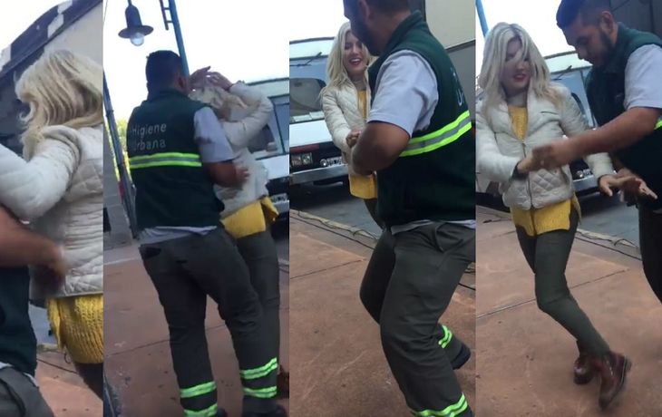 Laurita Fernández bailó salsa con un recolector de residuos