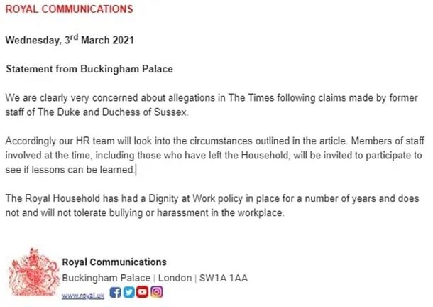 Reino Unido: el Palacio de Buckingham investigará a Meghan Markle por maltrato laboral