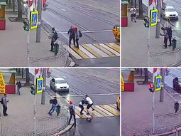 Un hombre se bajó de un taxi y golpeó a una mujer Un hombre se bajó de un taxi y golpeó a una mujer