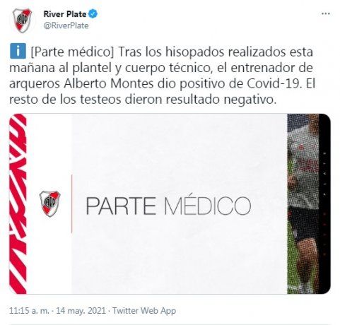 El parte médico emitido por River