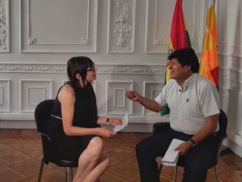 Alejandra Malem con Evo Morales