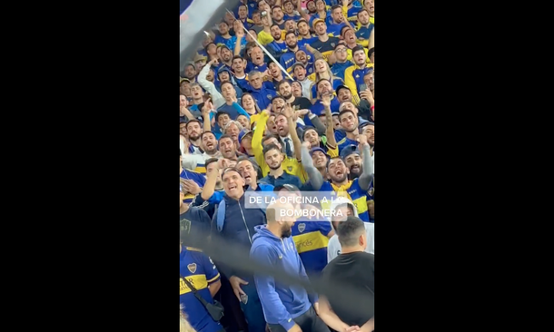 De la oficina a la cancha, sin escalas: el viral del hincha bostero que arrasa en redes