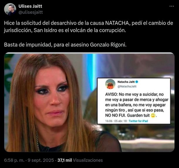 Piden desarchivar la causa por la muerte de Natacha Jaitt: qué dijo su hermano Ulises Jaitt