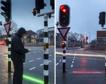 Las luces les indican a los transeúntes cuando es peligroso cruzar