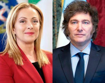 La presidente del Consejo de Ministros de Italia, Giorgia Meloni, y el presidente de Argentina Javier Milei